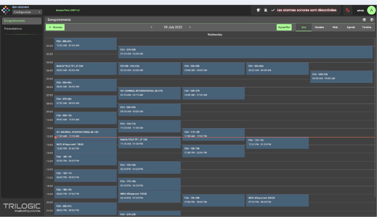 Alcyone - Interfaces - Programmation des enregistrements